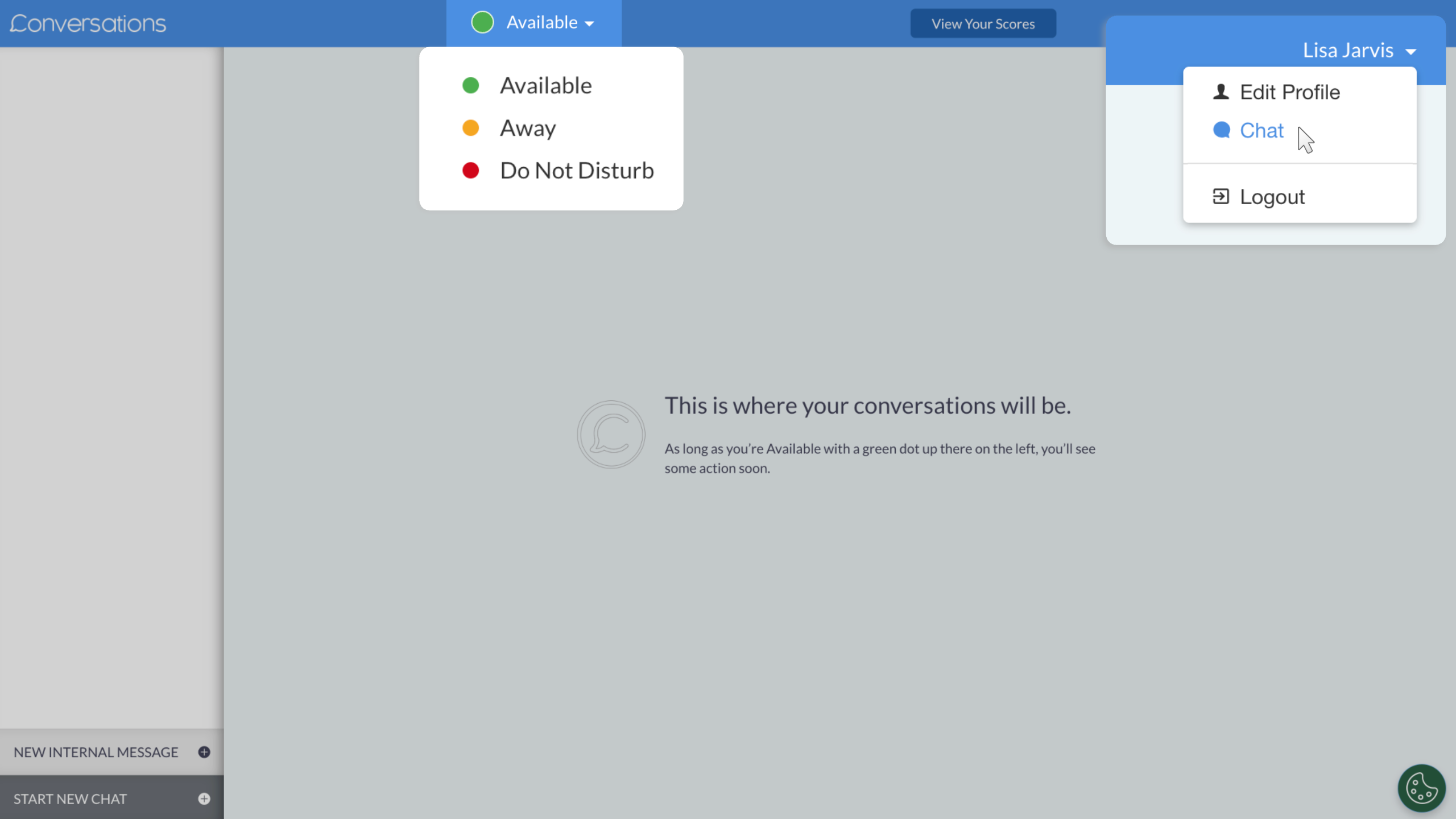 Setting your chat status is Conversations