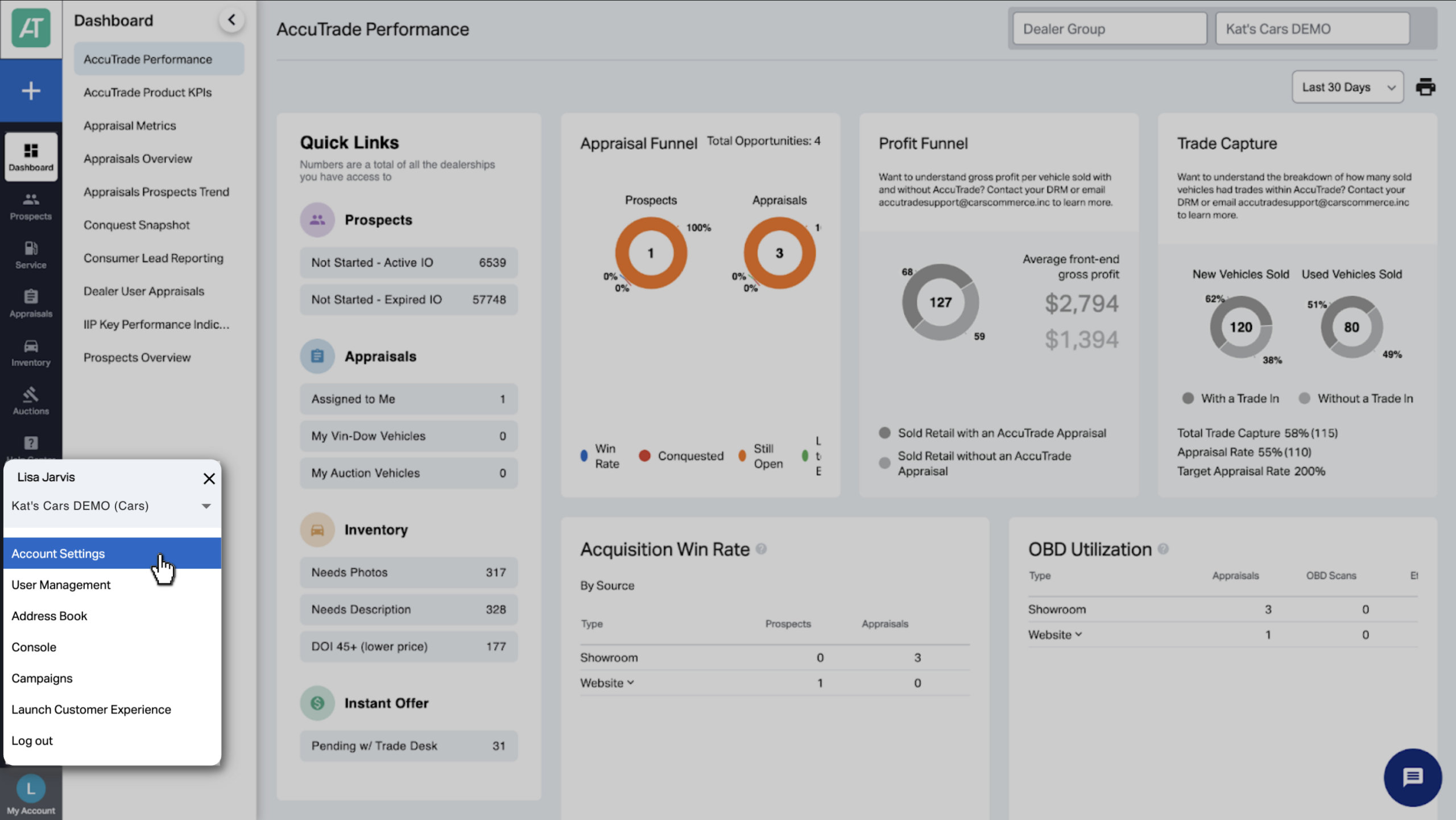 Access AccuTrade Settings