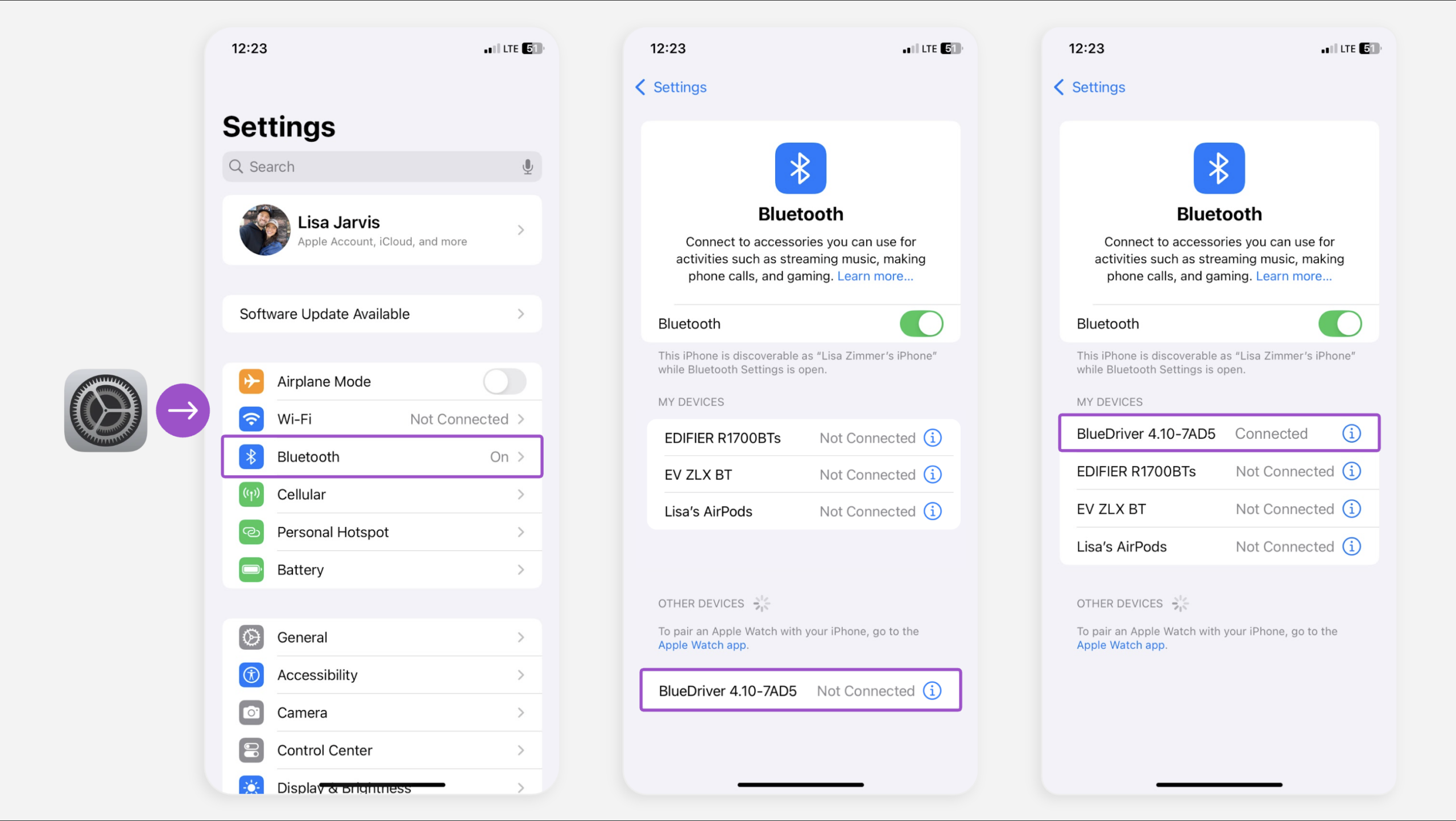 Bluetooth settings