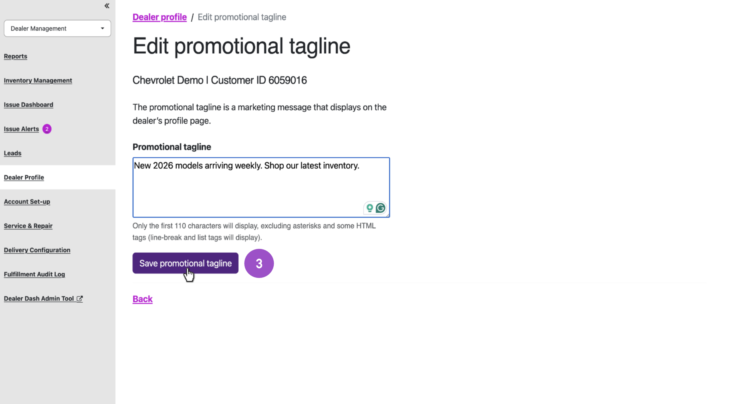 dealer module save promotional taglines