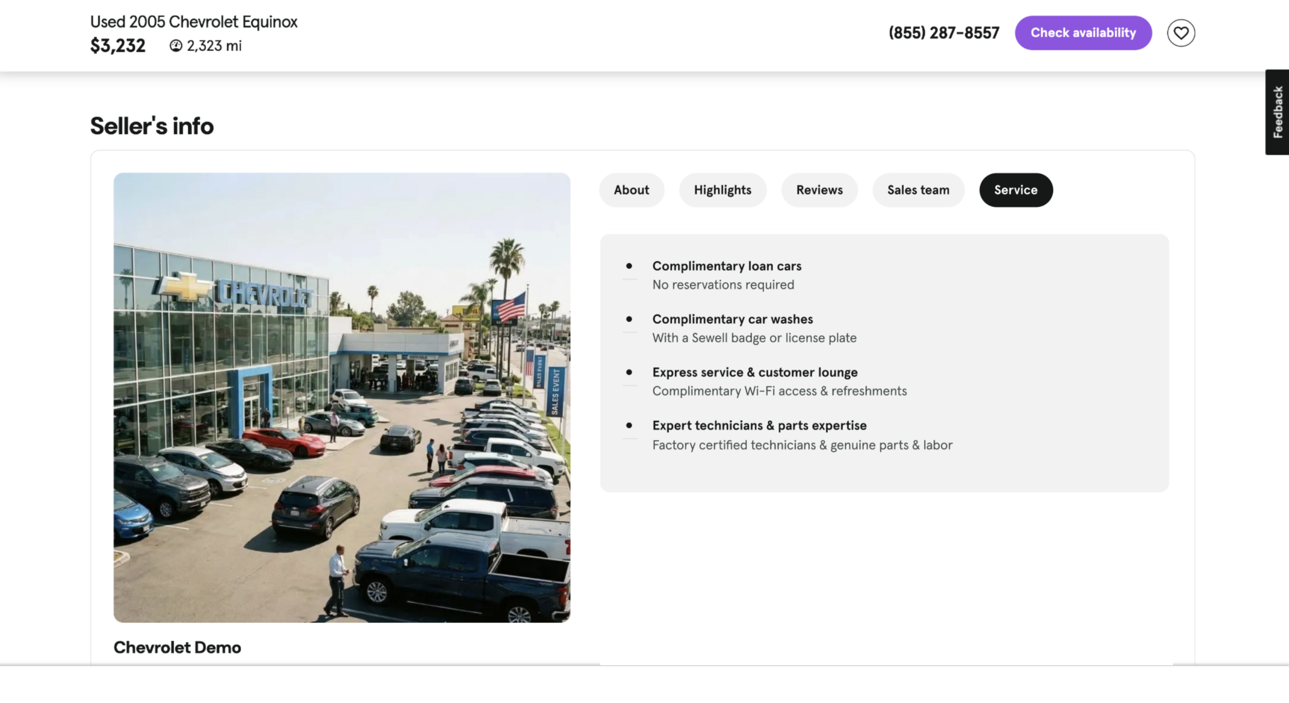 dealer module Seller’s Info