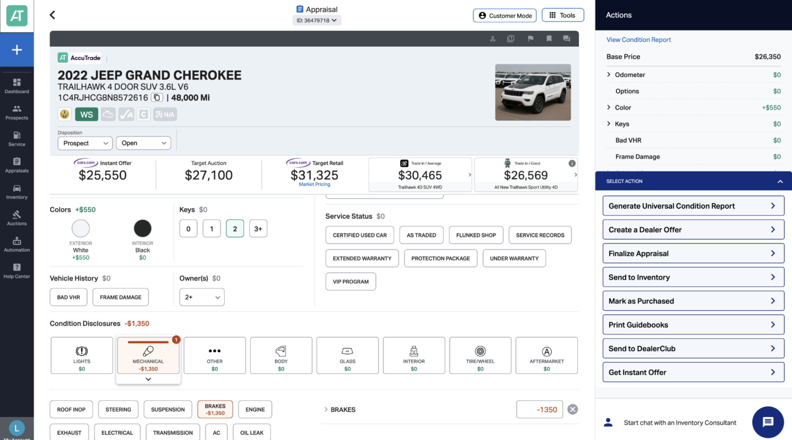 DealerClub integration Appraise and assess a vehicle