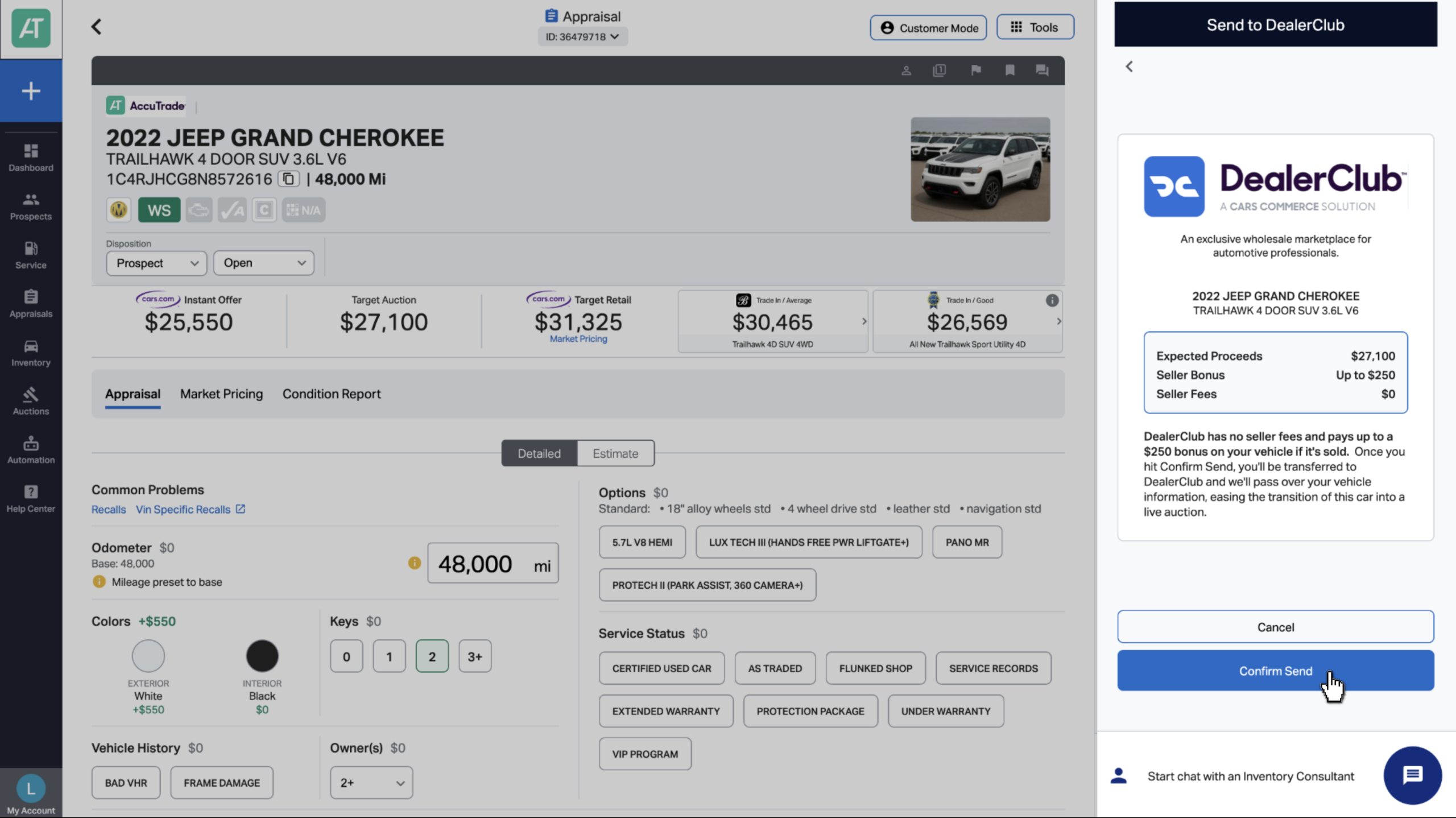 DealerClub Integration confirm send