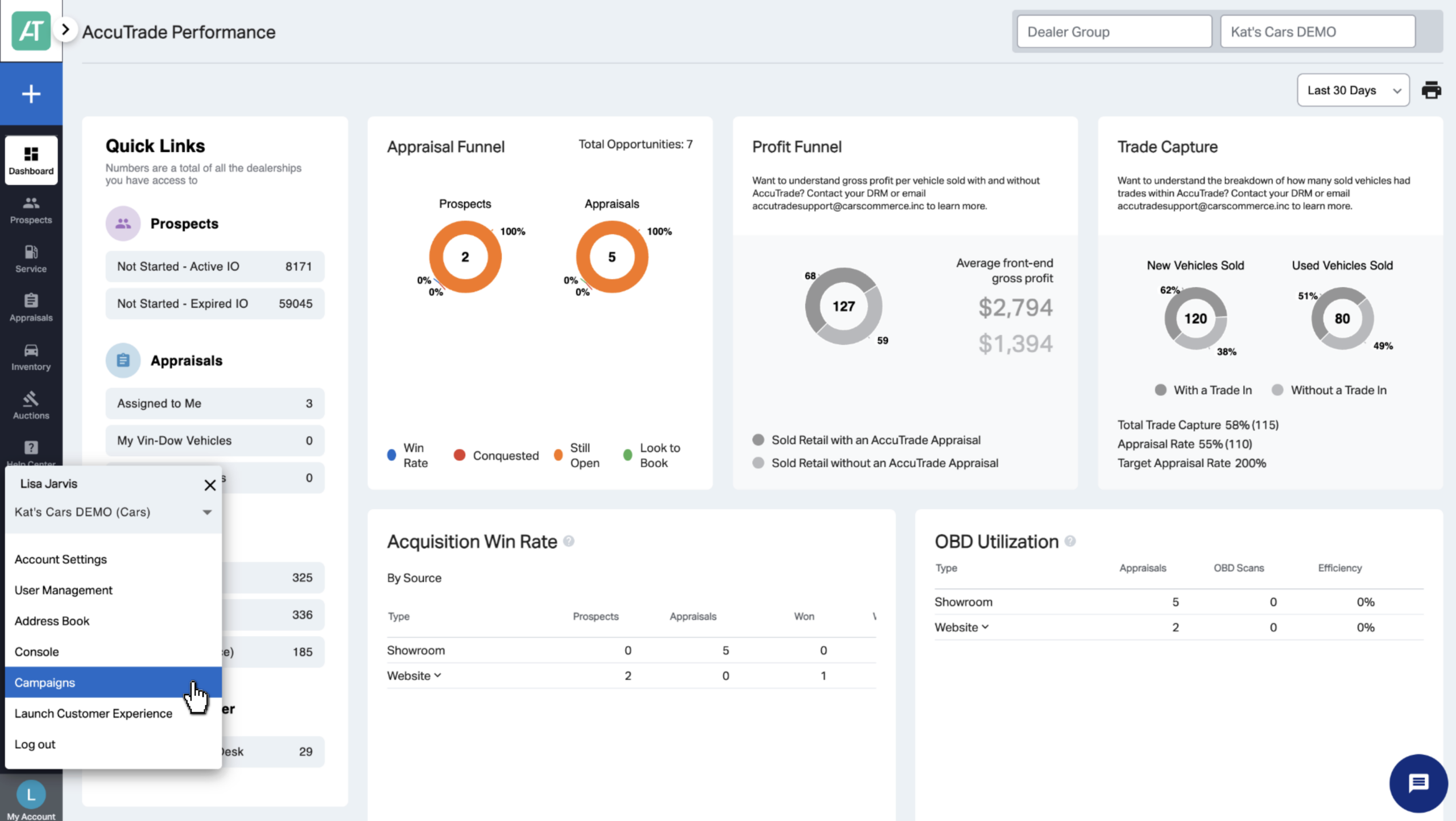 create campaigns account settings