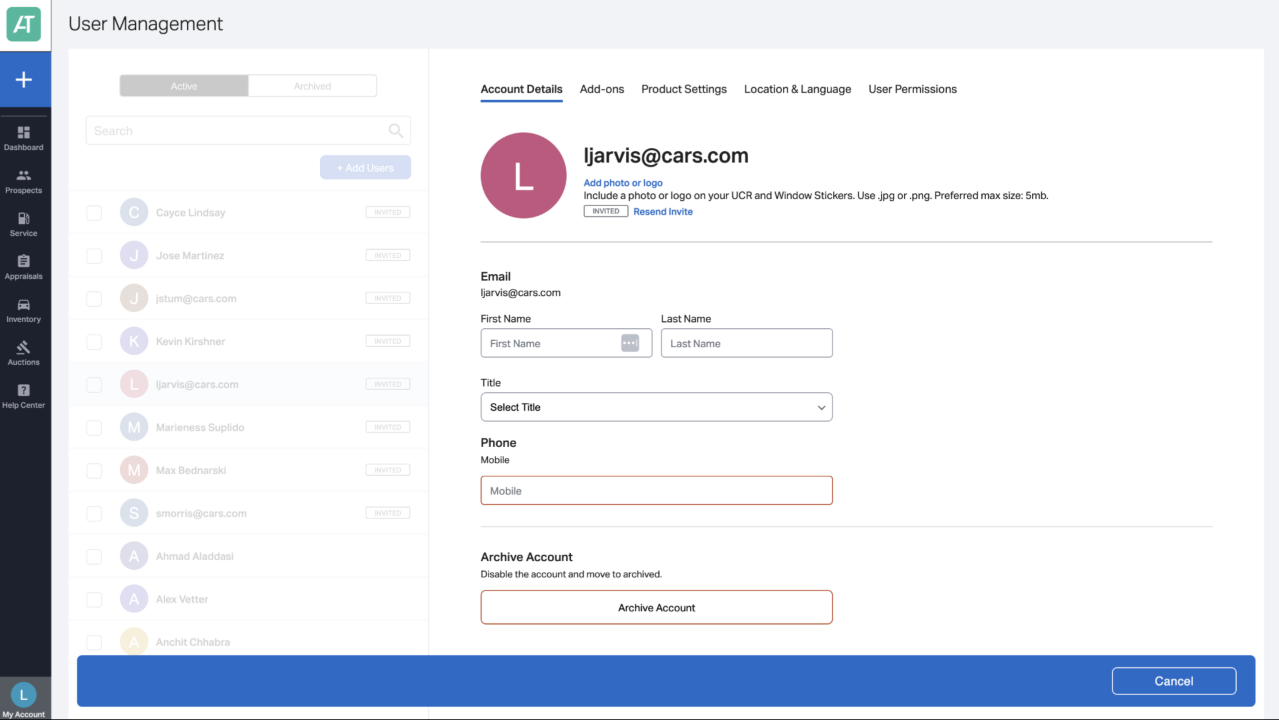 Edit or update users details