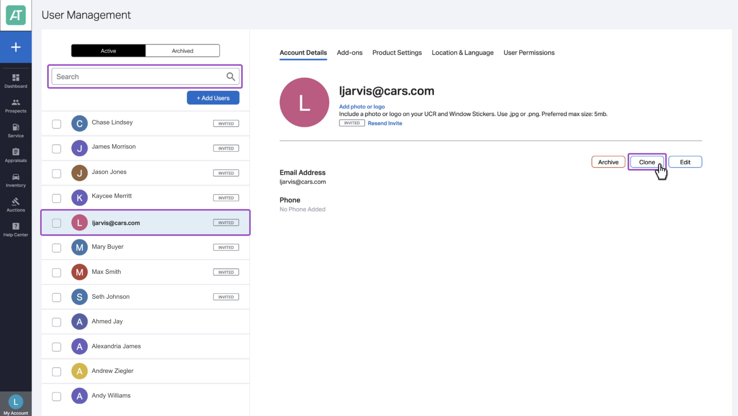 Clone user settings
