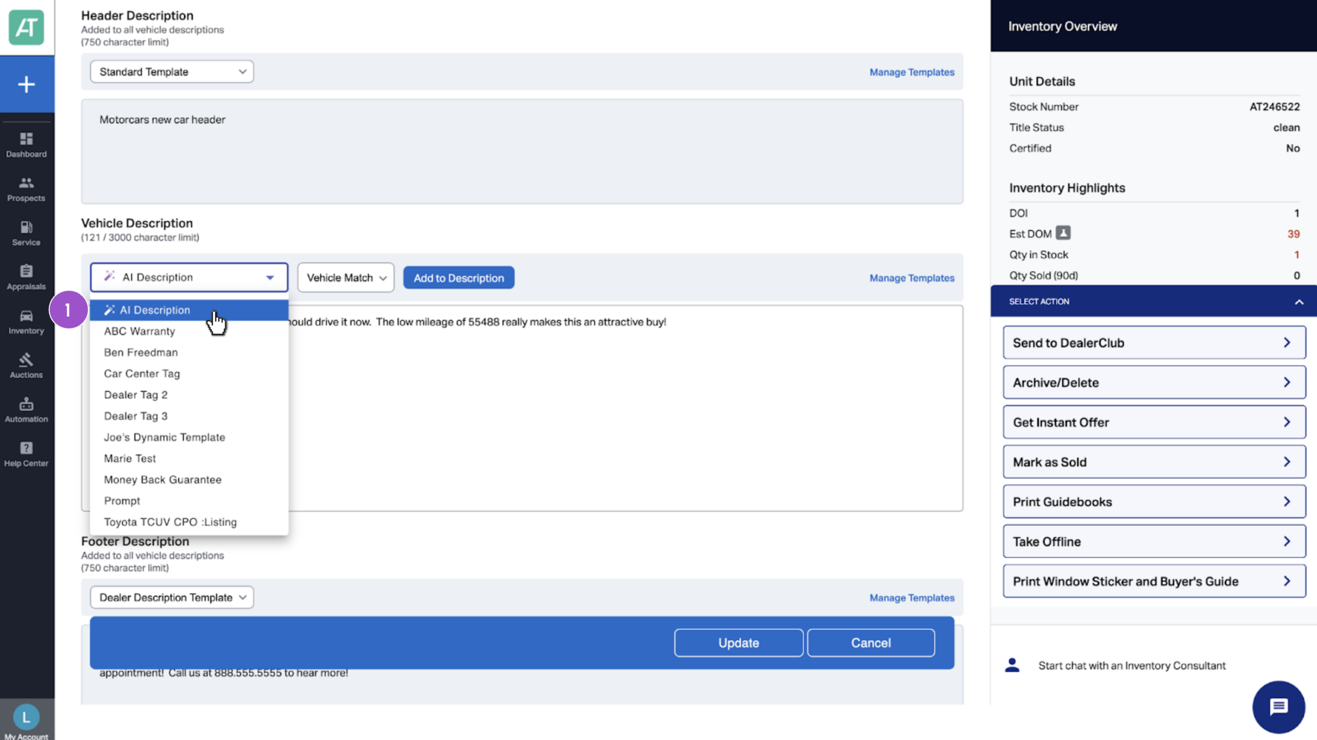 AI Description in AccuTrade