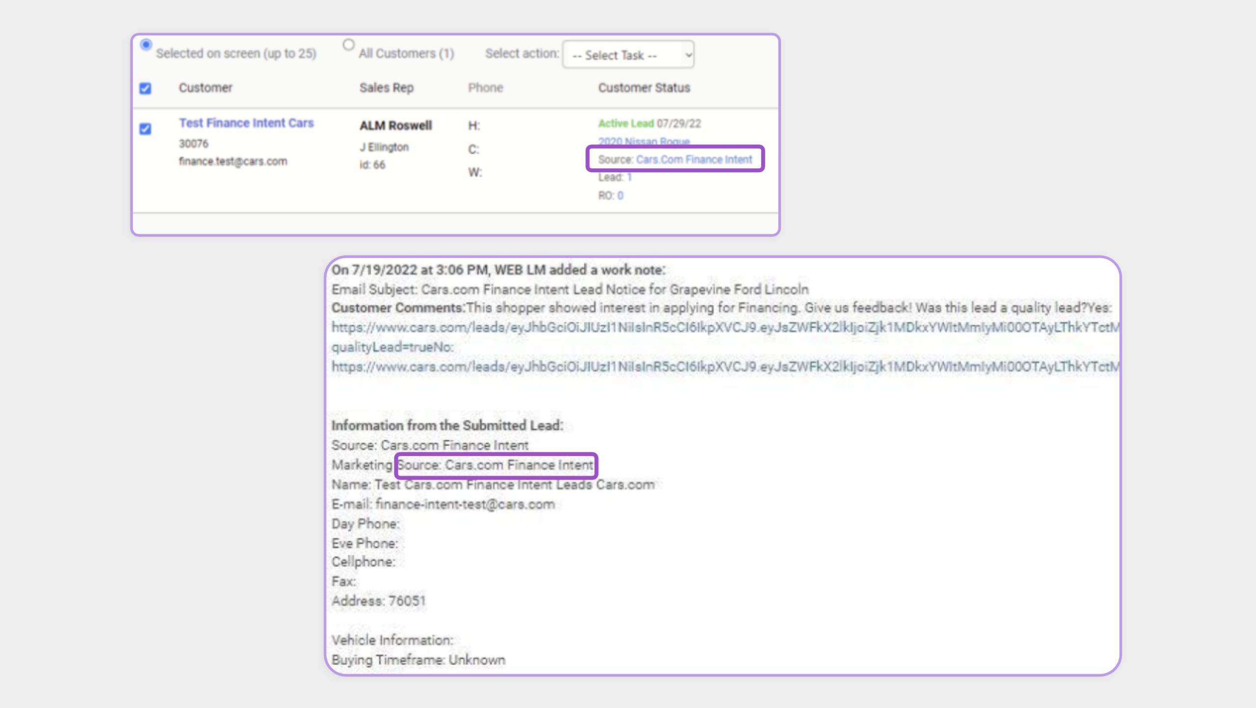 Viewing financing leads in your CRM