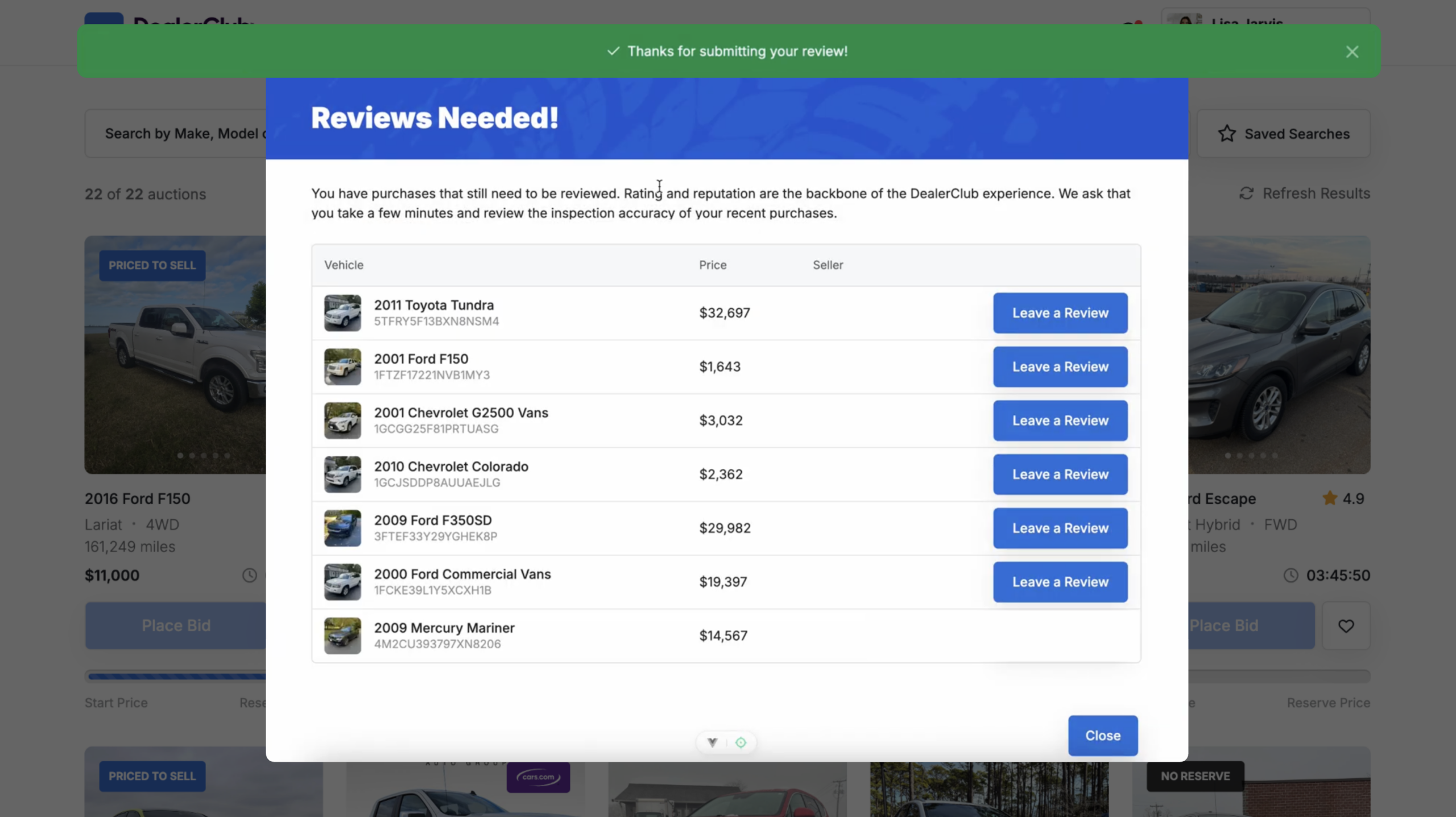 confirmation that your review has been recorded rating for seller
