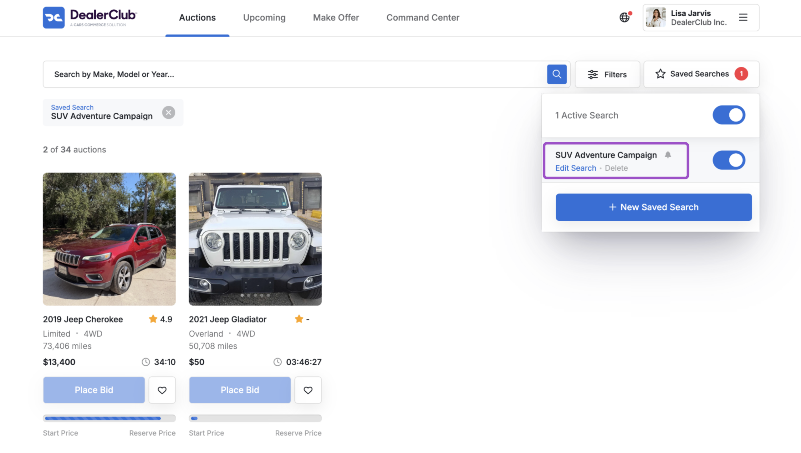 dealerClub Edit filters or update a saved search