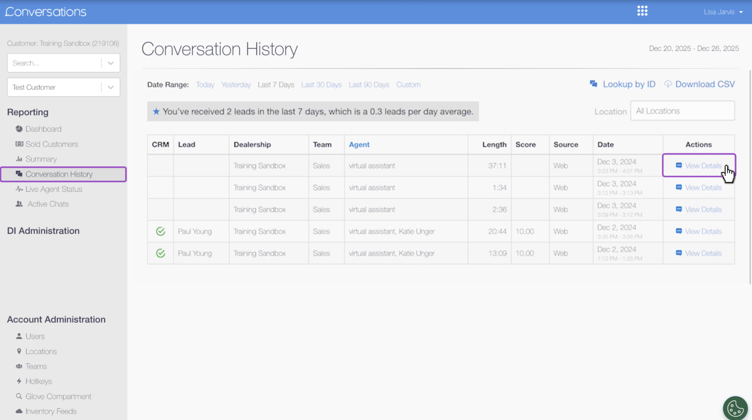 Conversation history