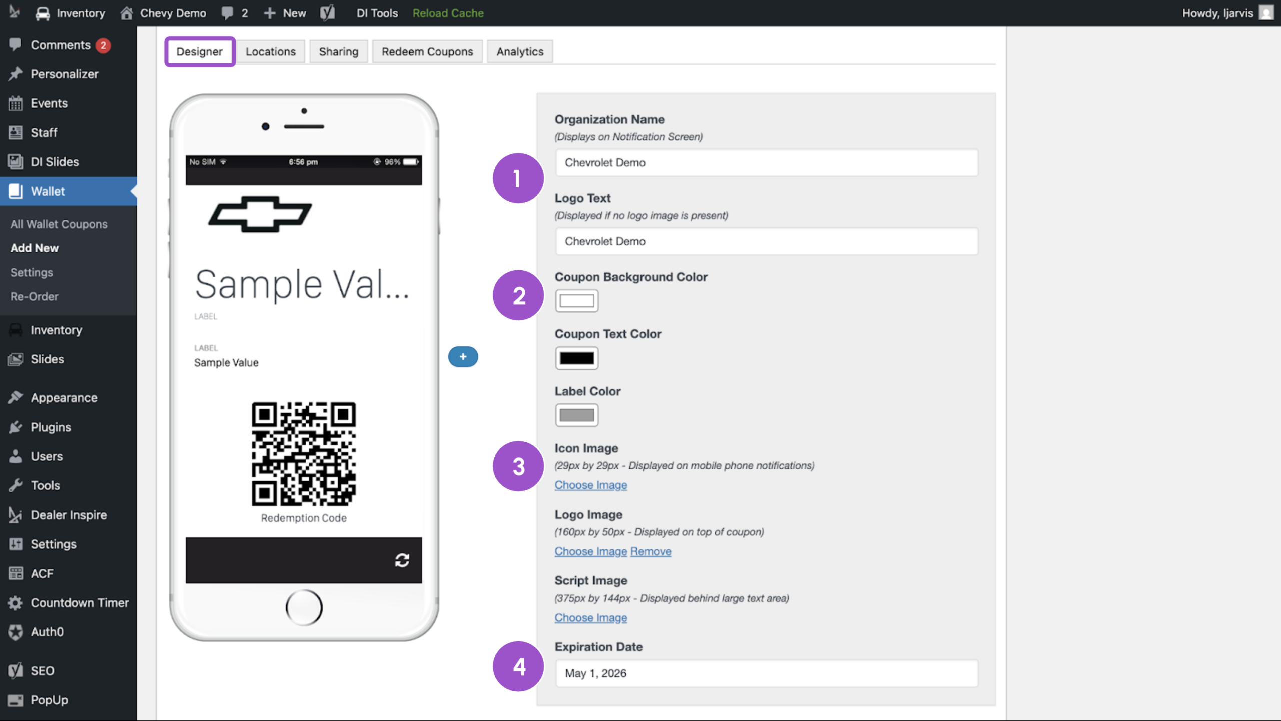 Design of the wallet pass coupon