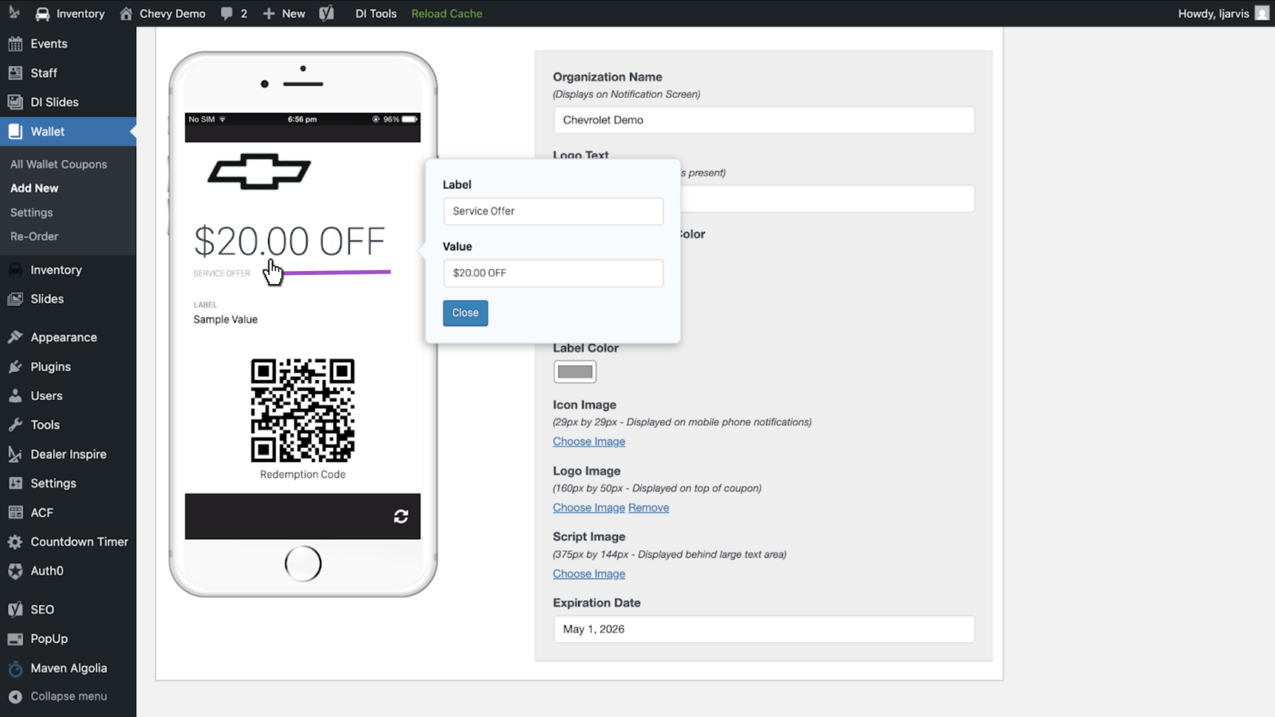 Edit the coupon text fields