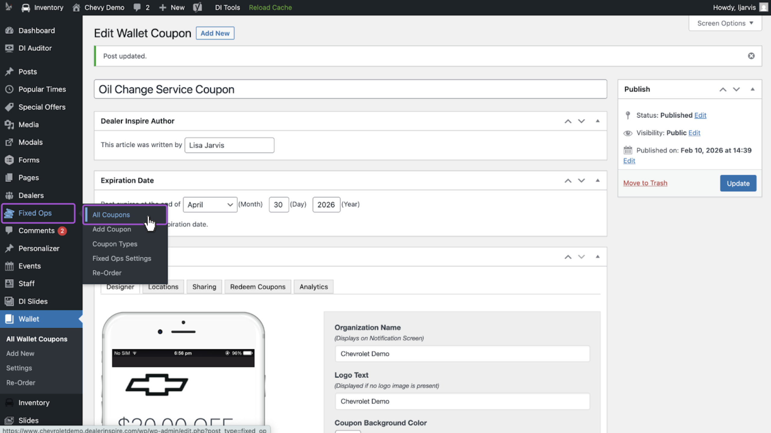 Go to the fixedops plugin