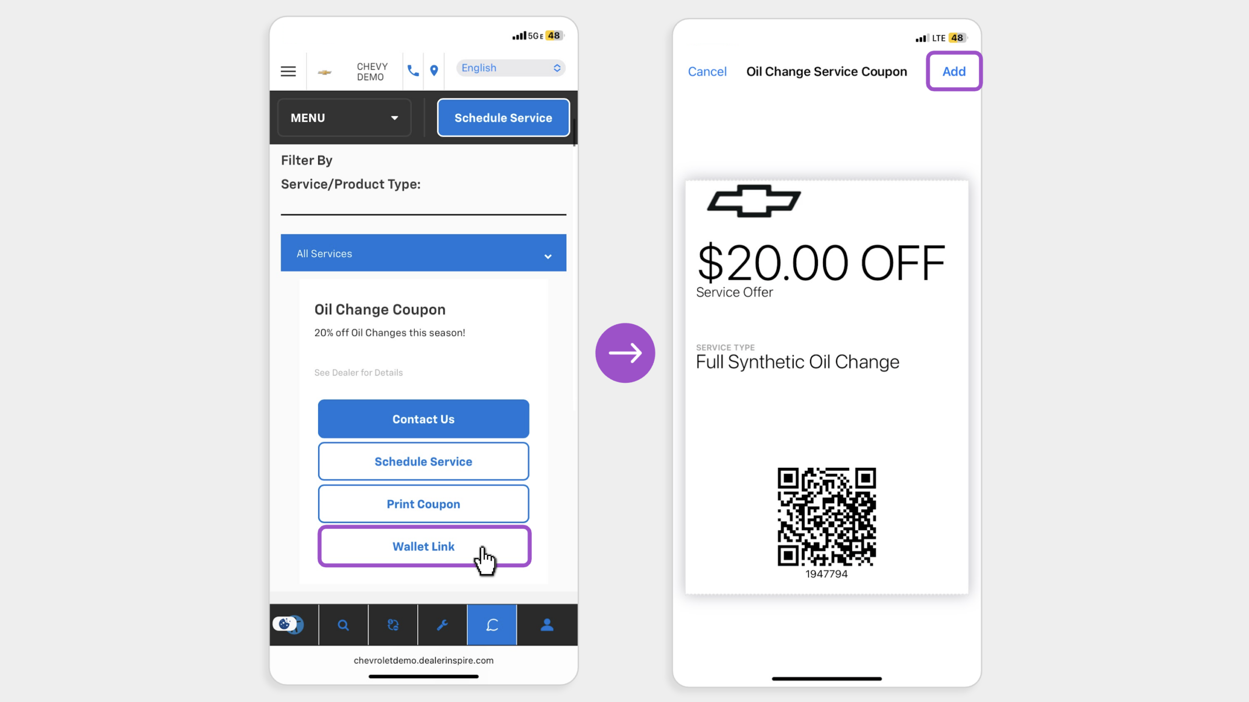 The wallet pass on mobile