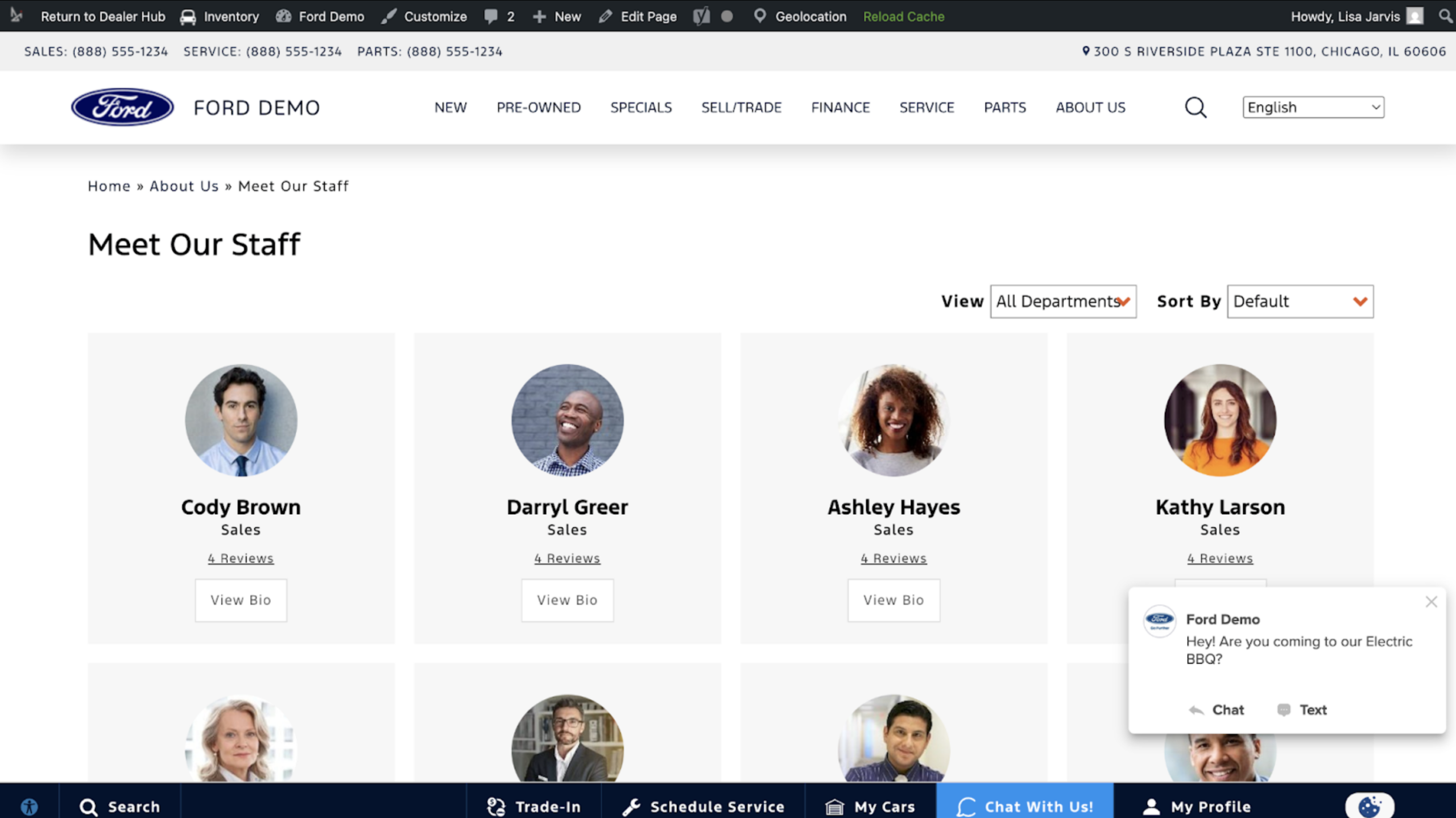Salesperson API on DI staff pages