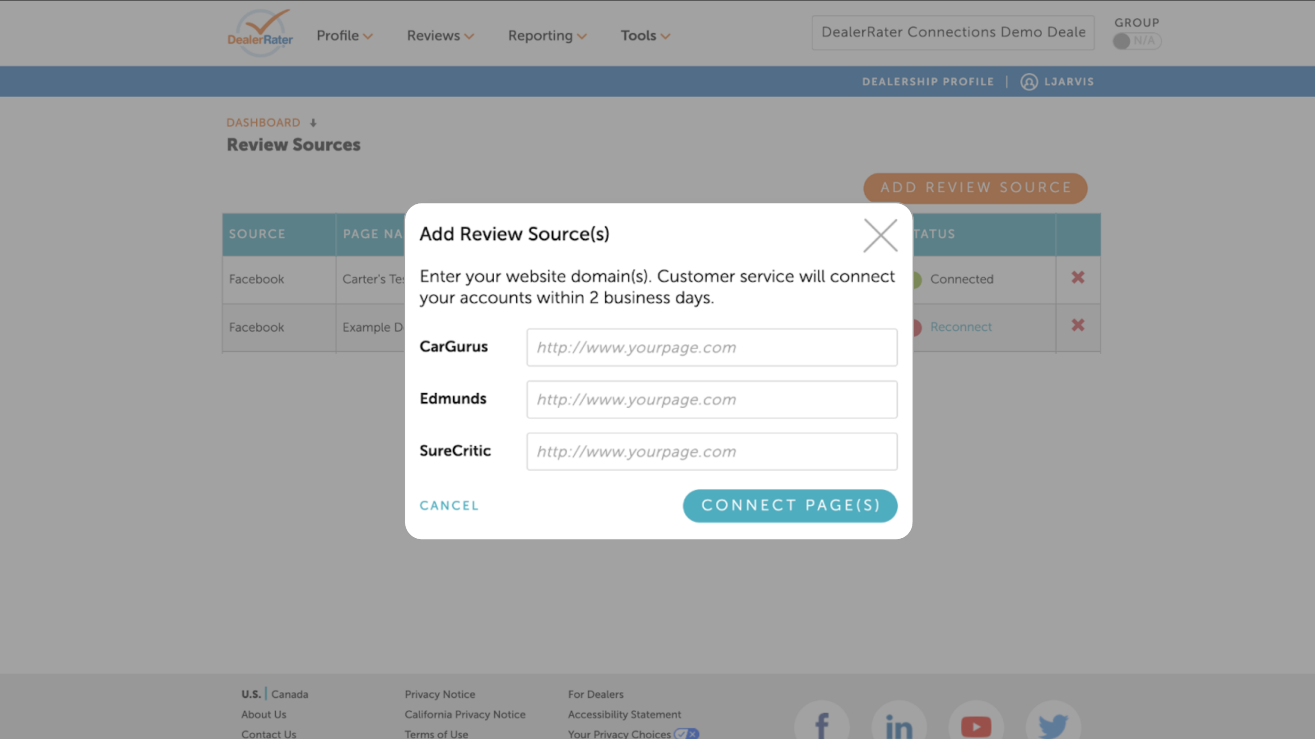 Add review page sources