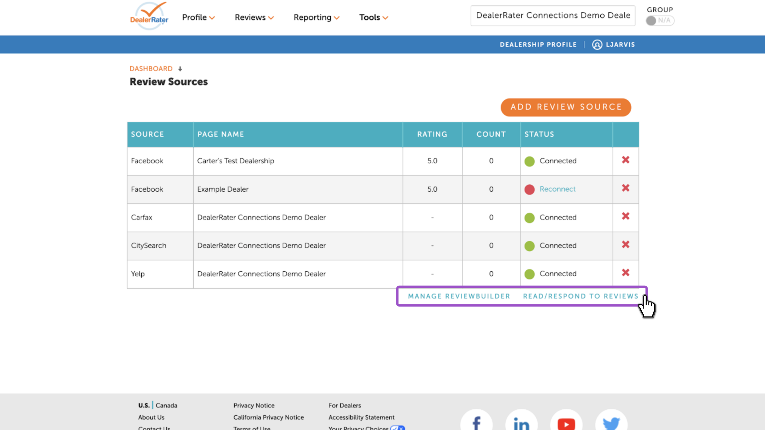 Manage reviews
