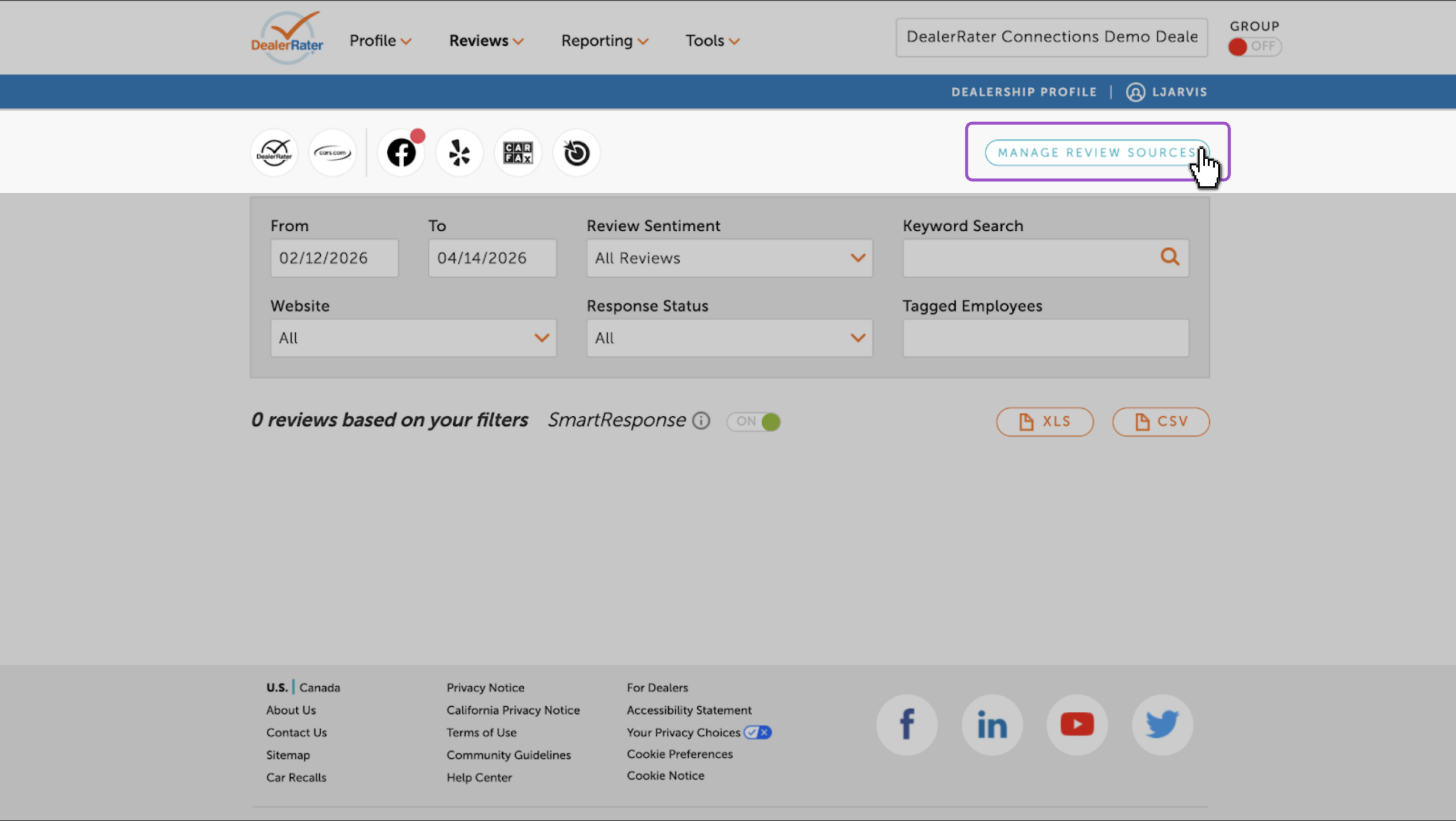 Manage review sources