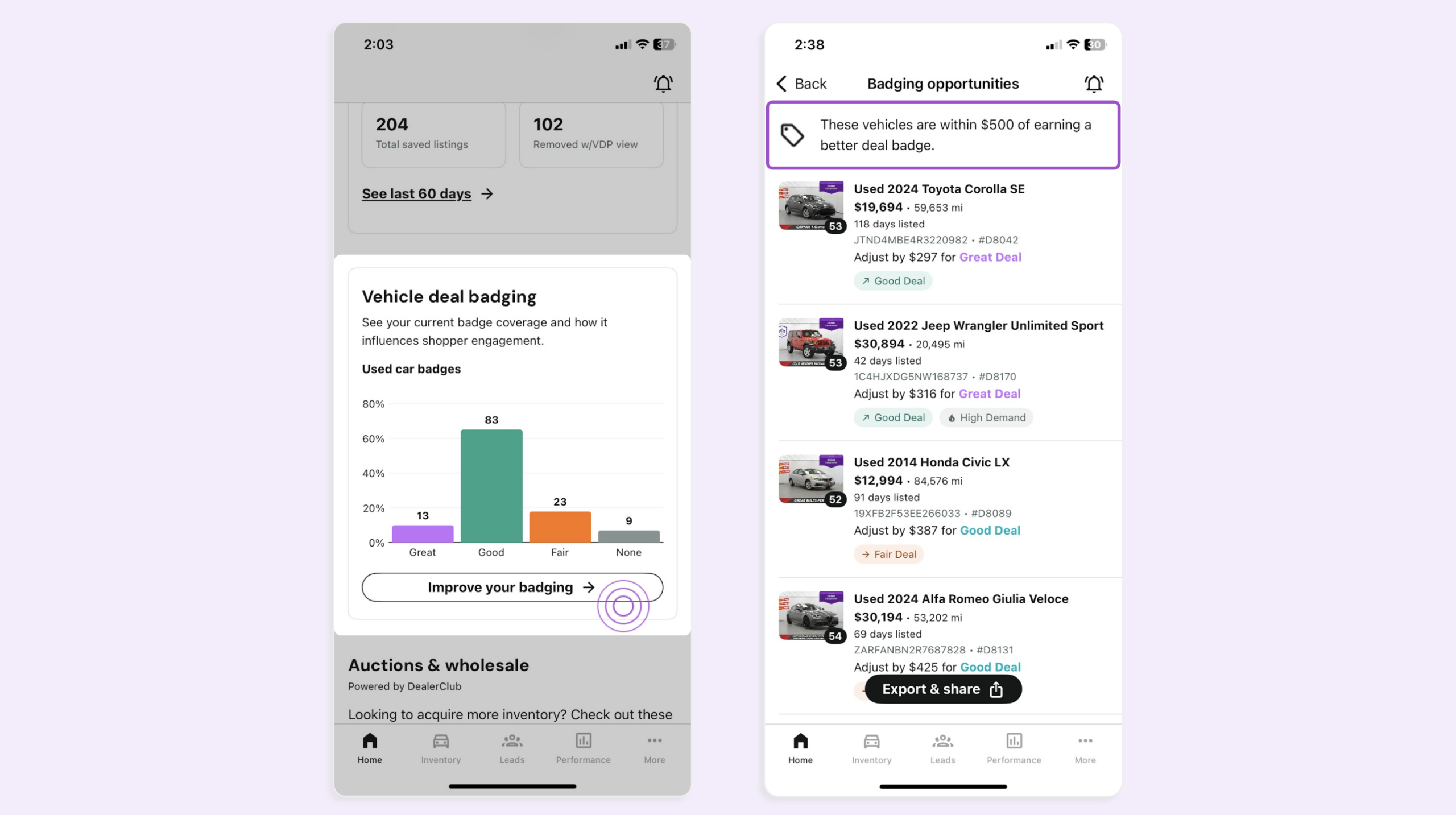 Click improve deal badging