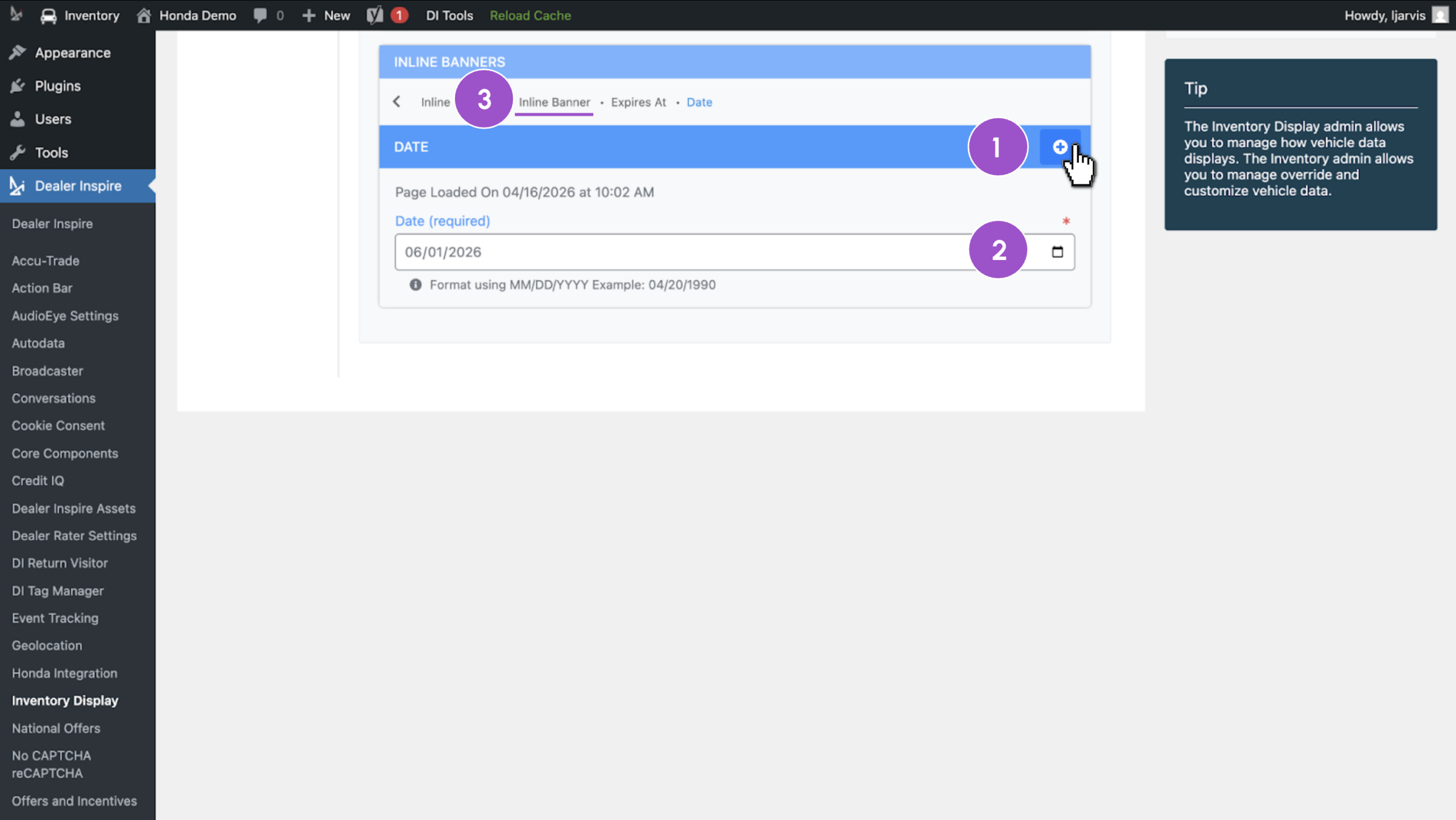 Getting back to inline banner setup screen