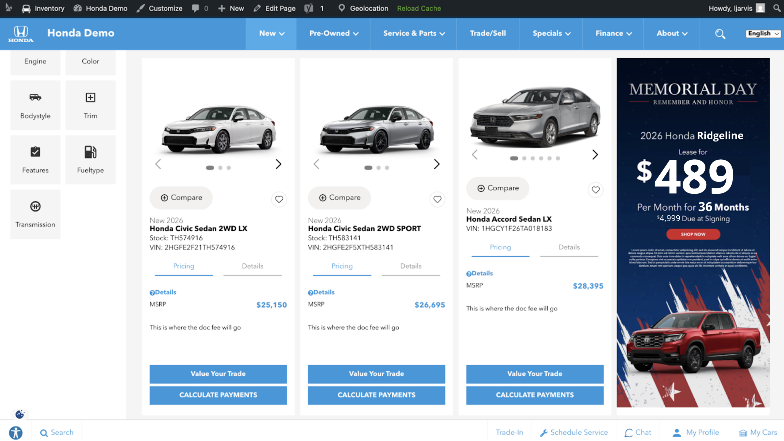 Verify banner on frontend