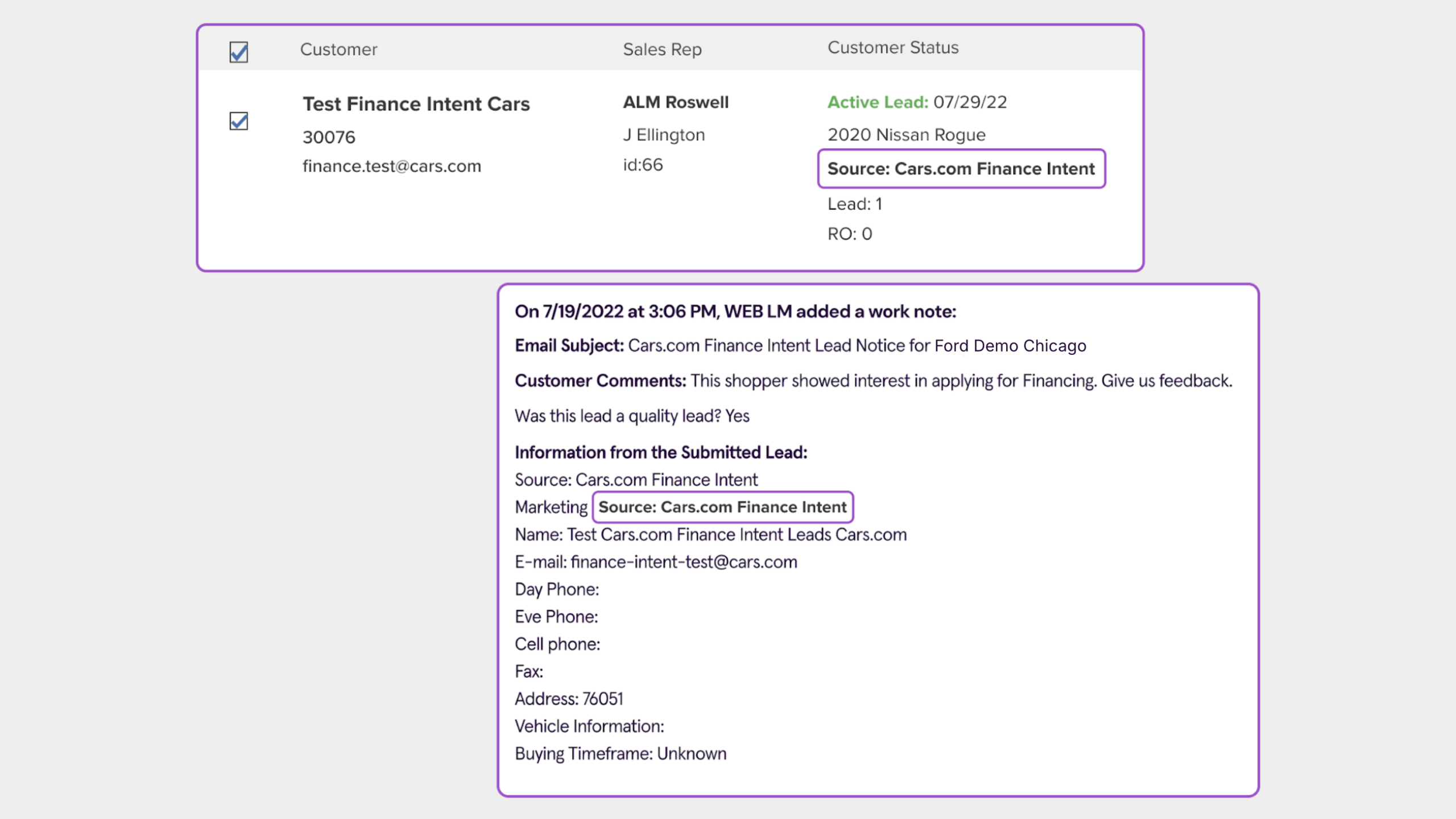 crm finance intent