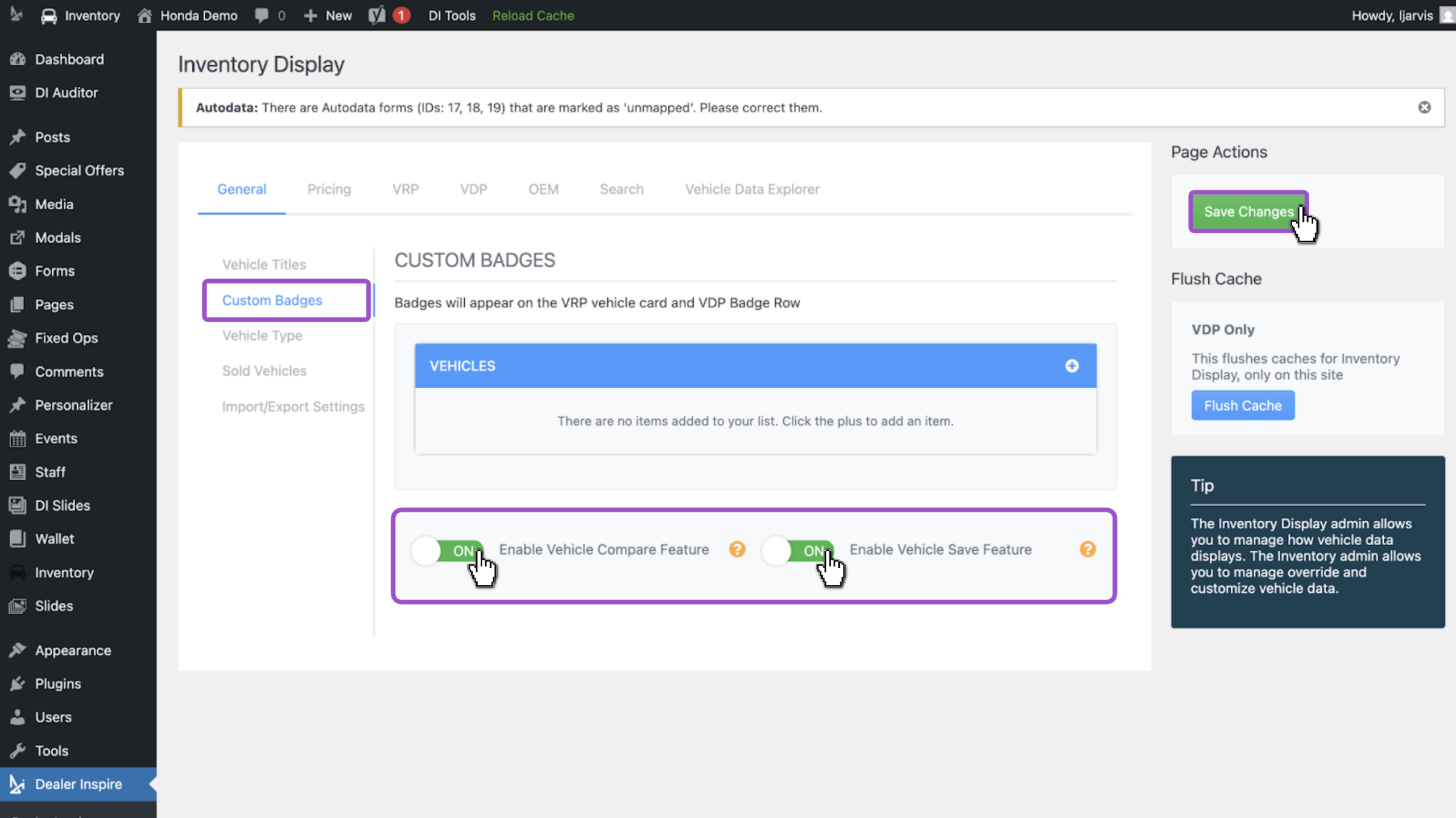 Enable Save & Compare