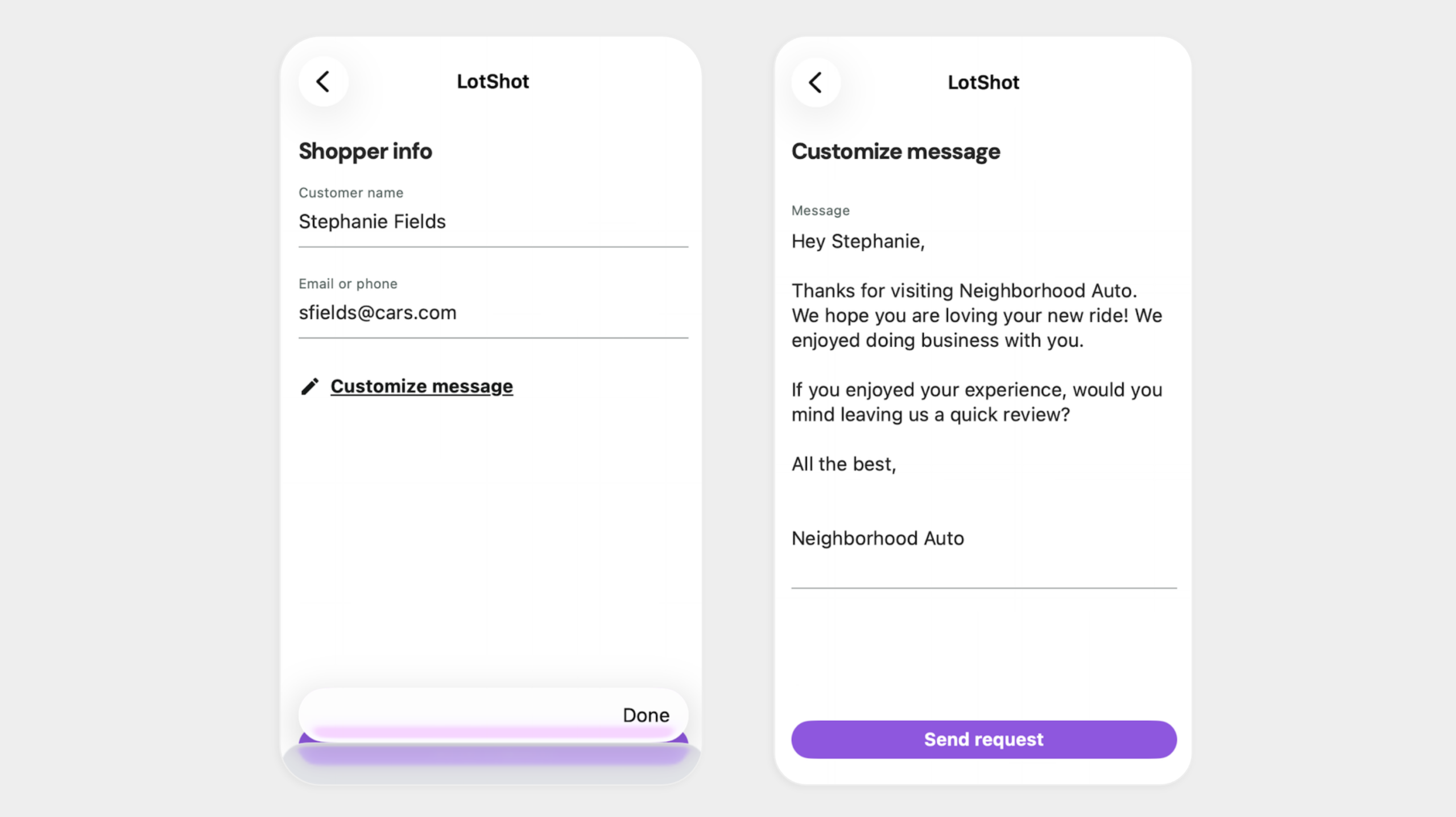 customized message in LotShot