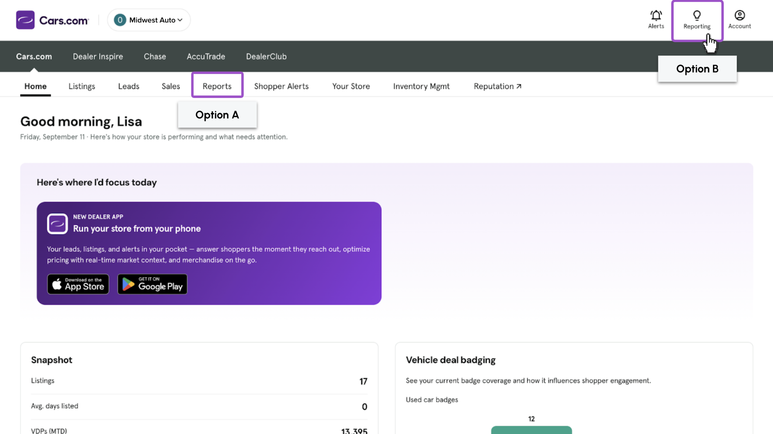 Cars.com Hub Reporting