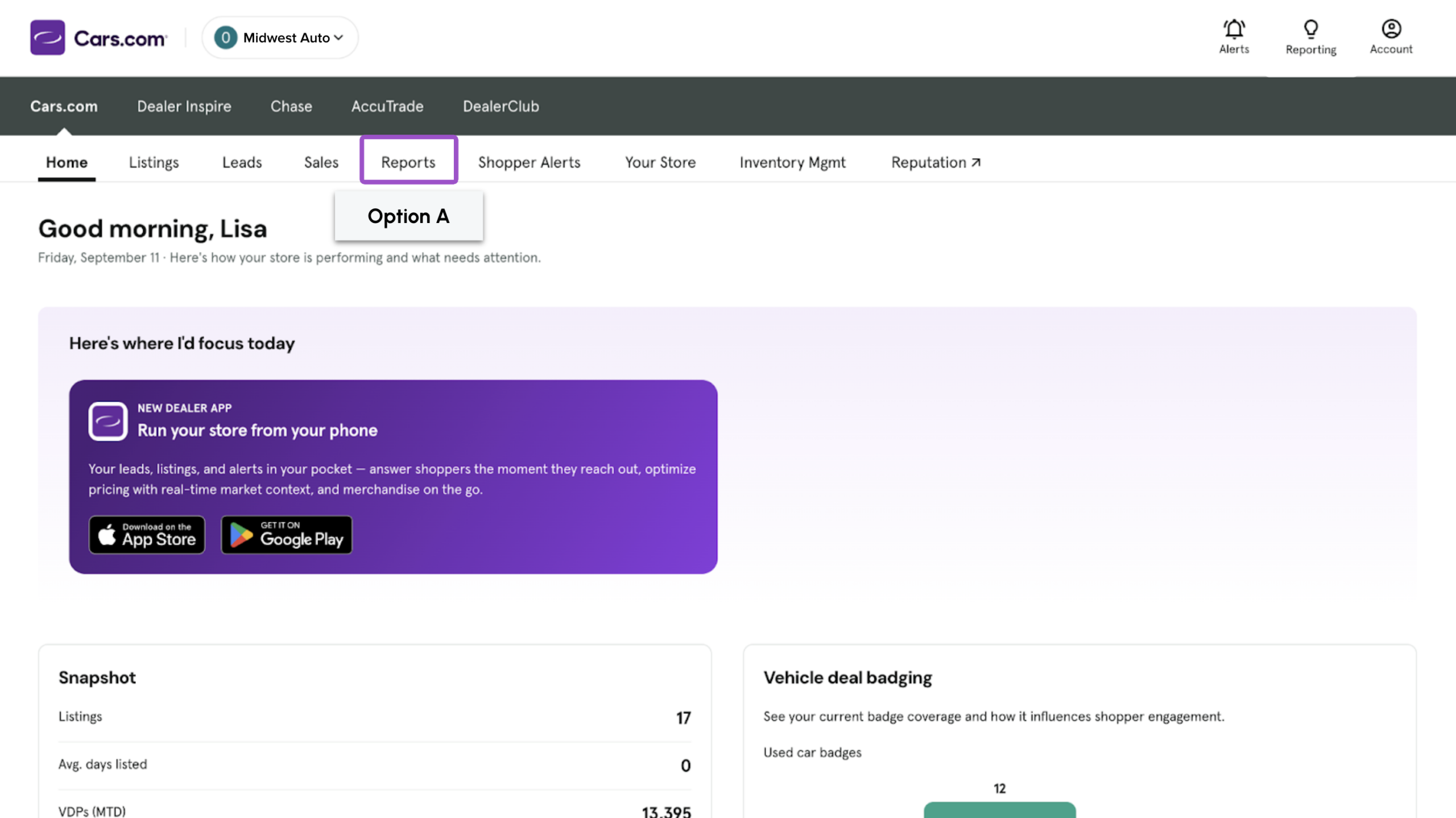 Access reporting path 1