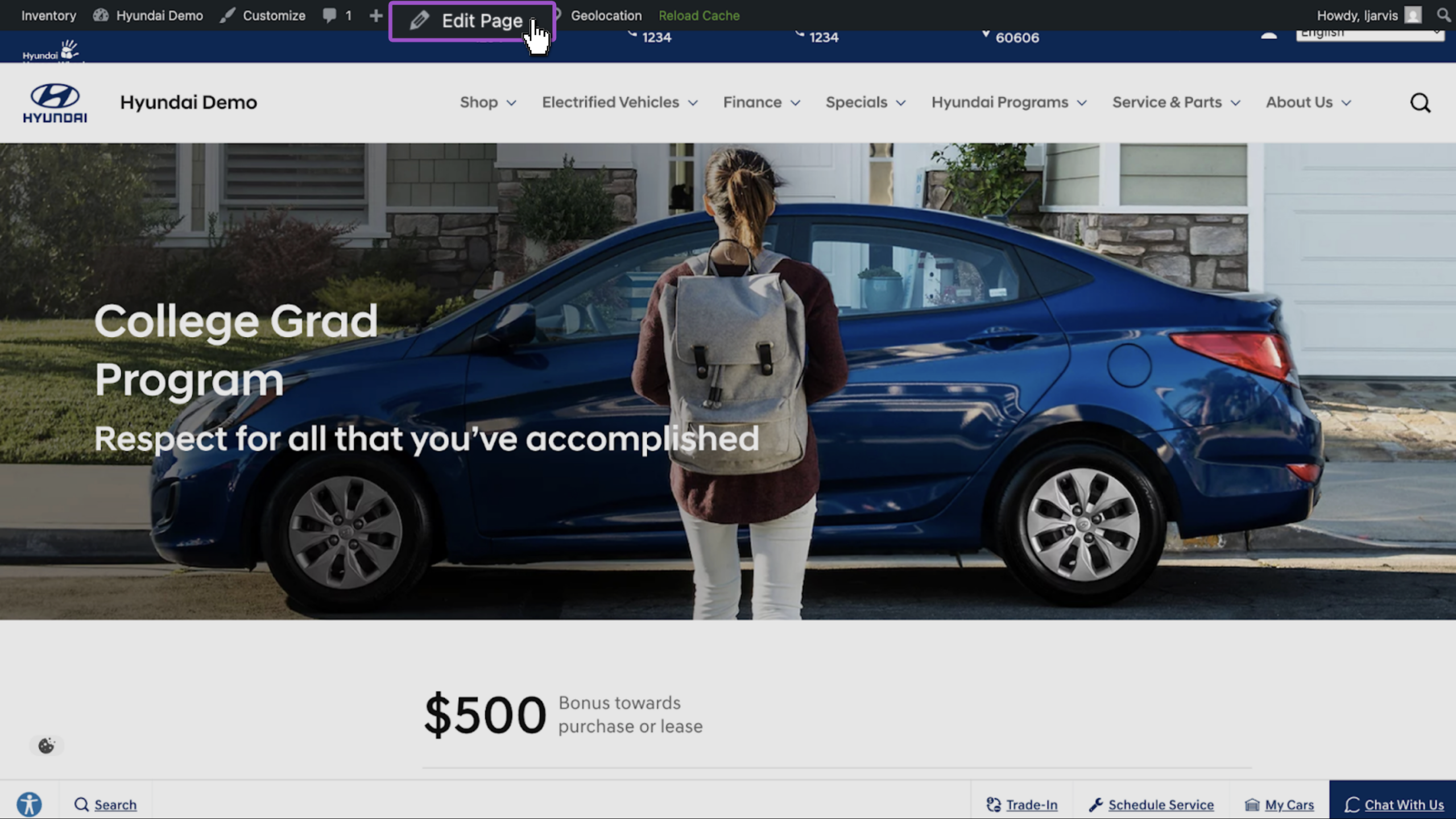 Edit Site Builder page