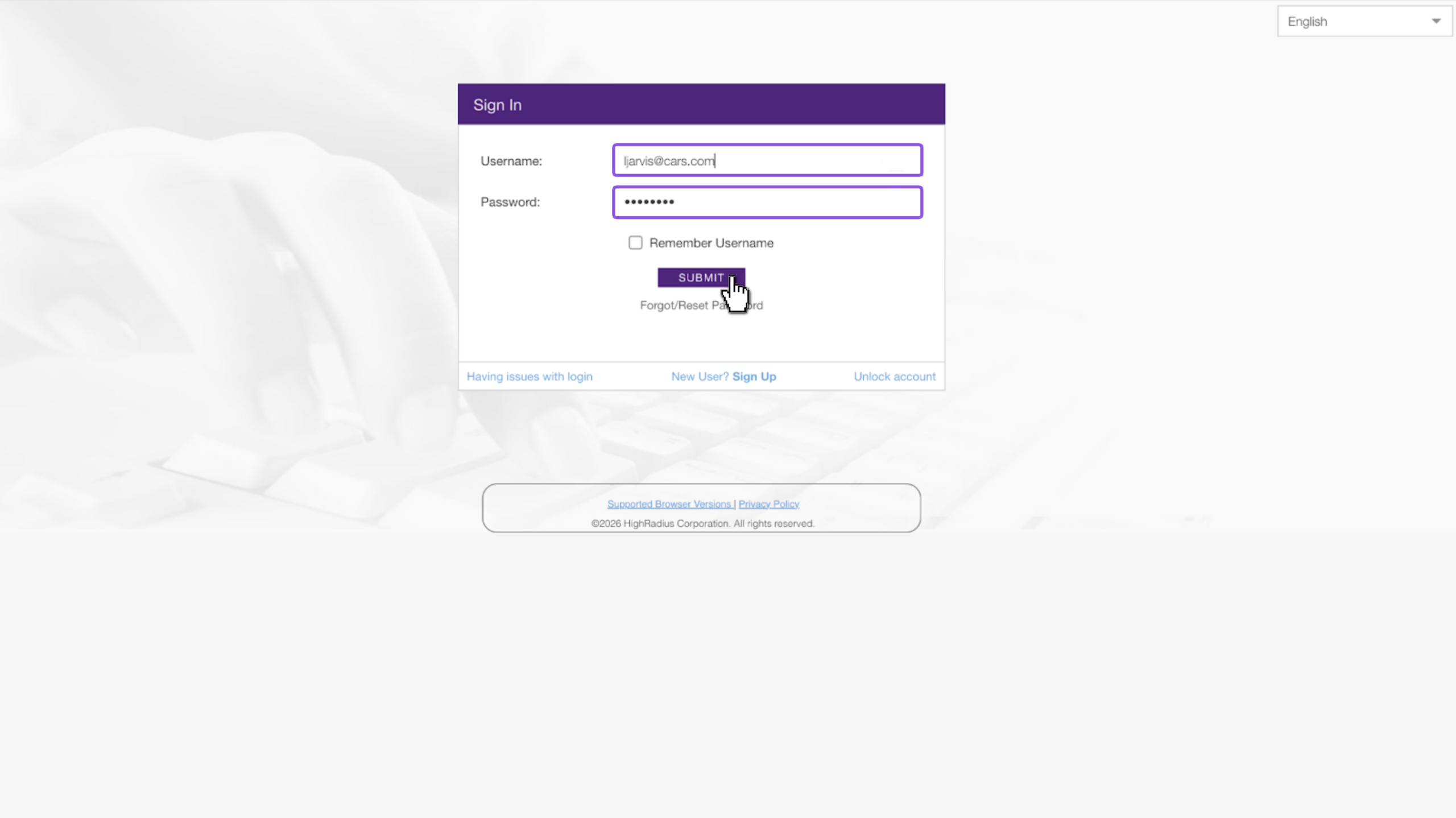 Log in to payment portal