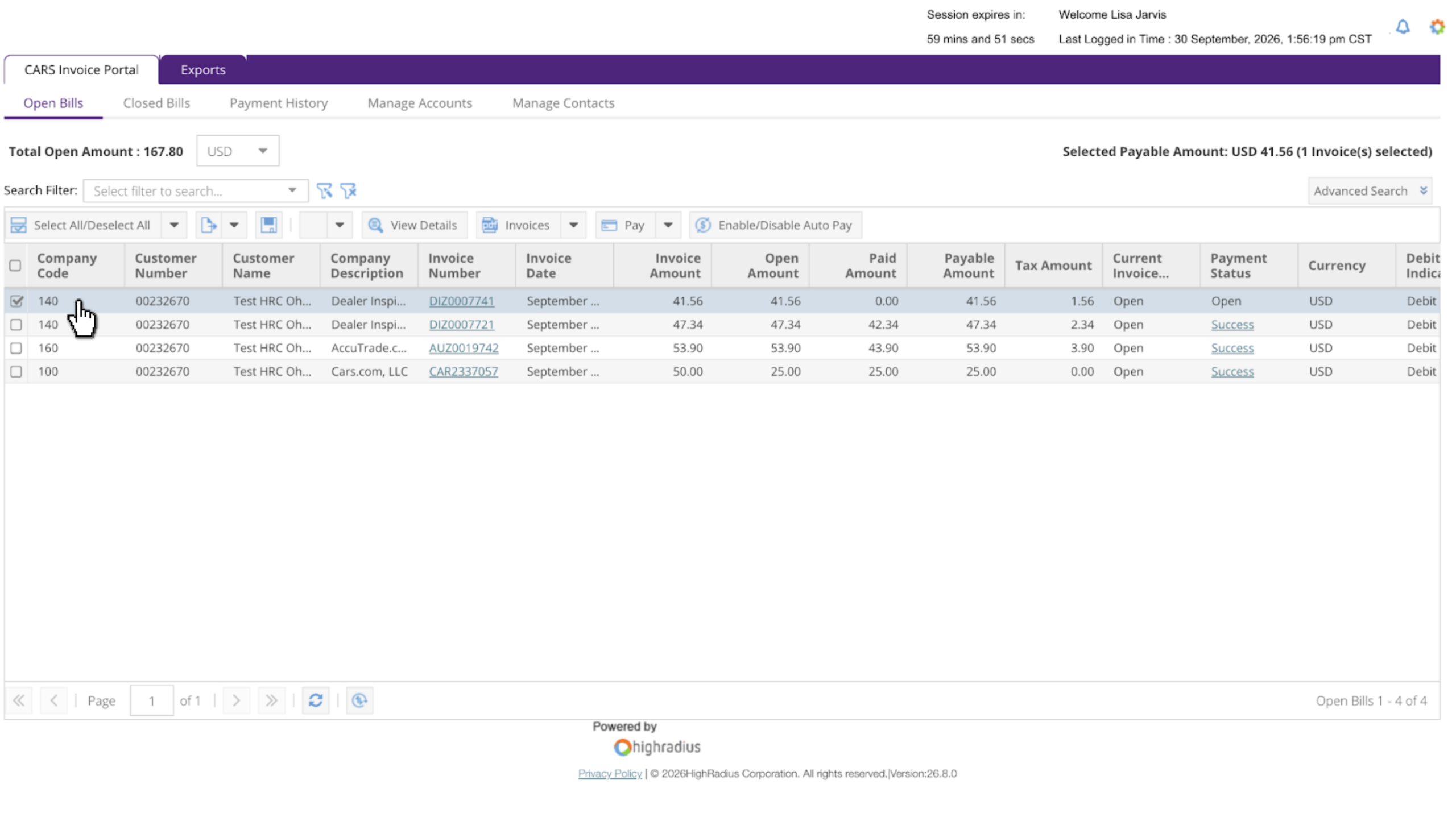 Select an invoice