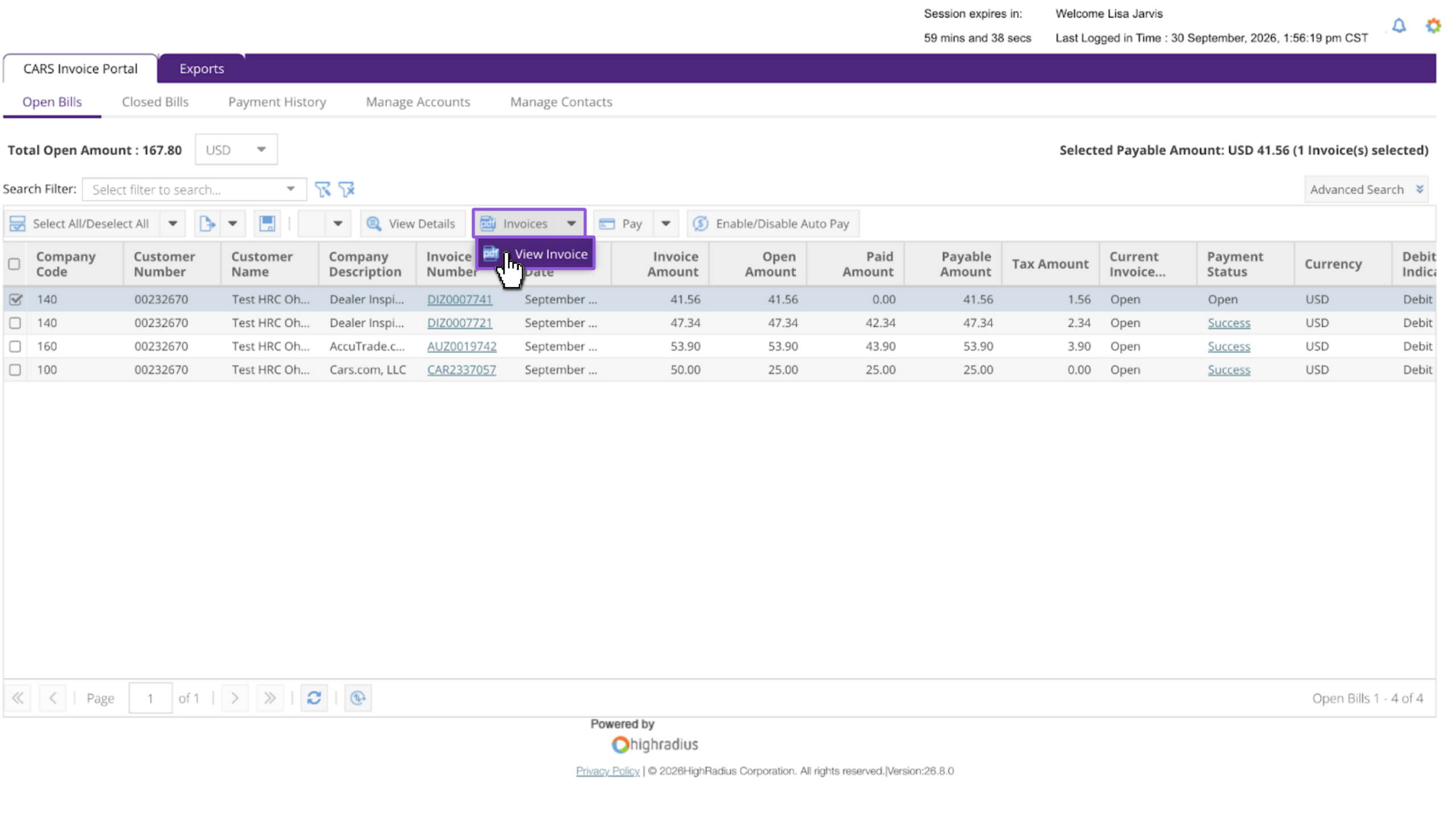 View invoices