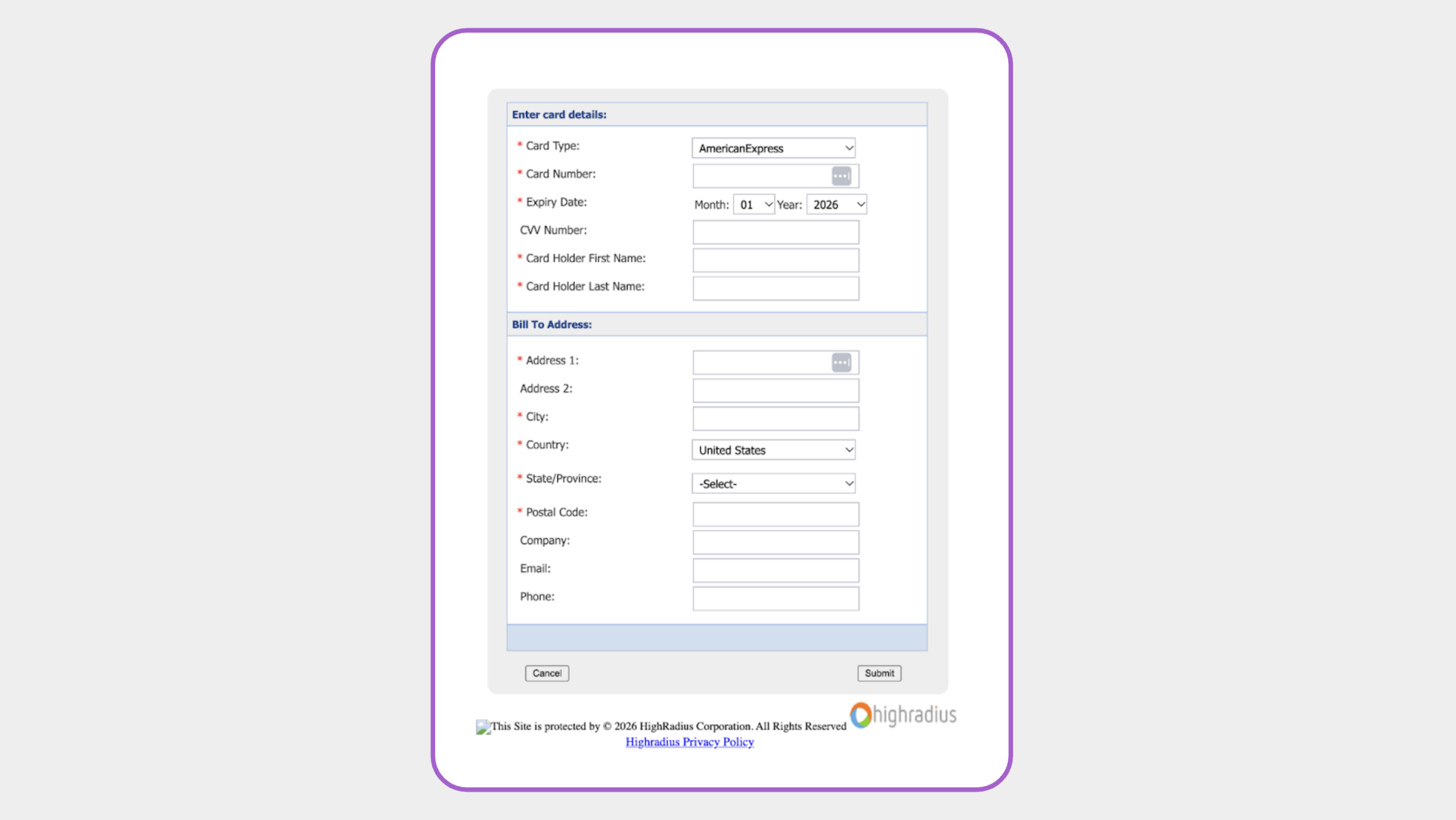 Enter payment details