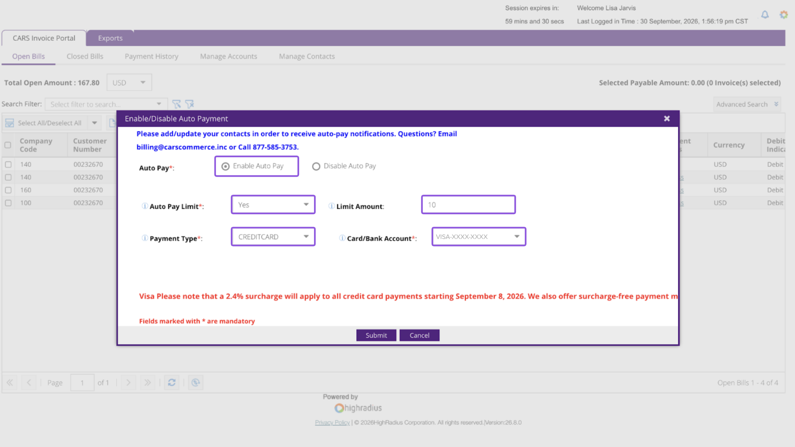 Auto pay preferences